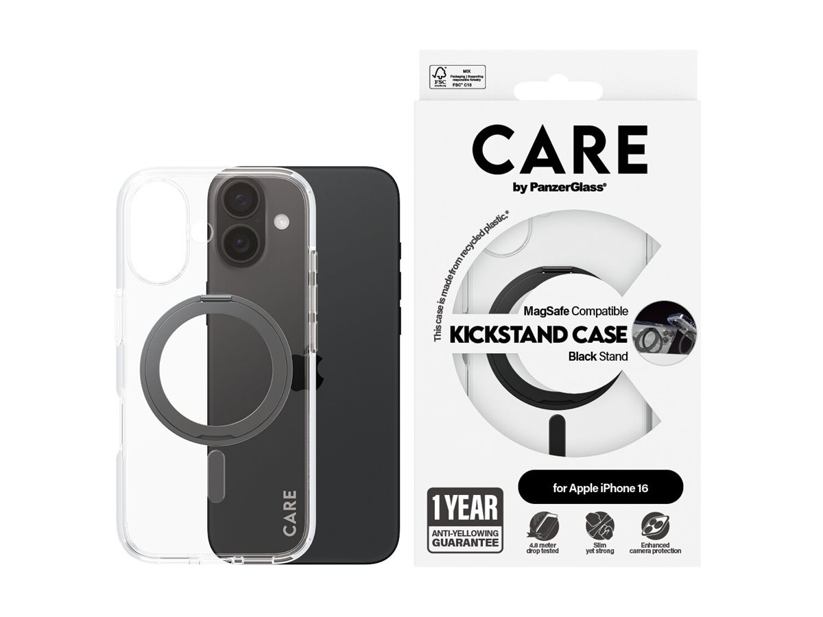 PanzerGlass CARE kryt Apple iPhone 16 MagSafe KickStand čirý/černý – foto 2
