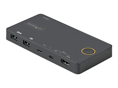 StarTech.com 2 Port Hybrid USB-A + HDMI & USB-C KVM Switch, Single 4K 60Hz HDMI 2.0 Monitor, Compact Desktop and/or Laptop HDMI KVM Switch, USB Bus Powered, Thunderbolt 3 Compatible