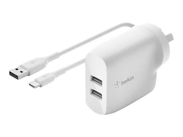 Belkin BoostCharge Wall Charger power adapter 2 x USB 24 Usage / lifestyle Close-up 72021