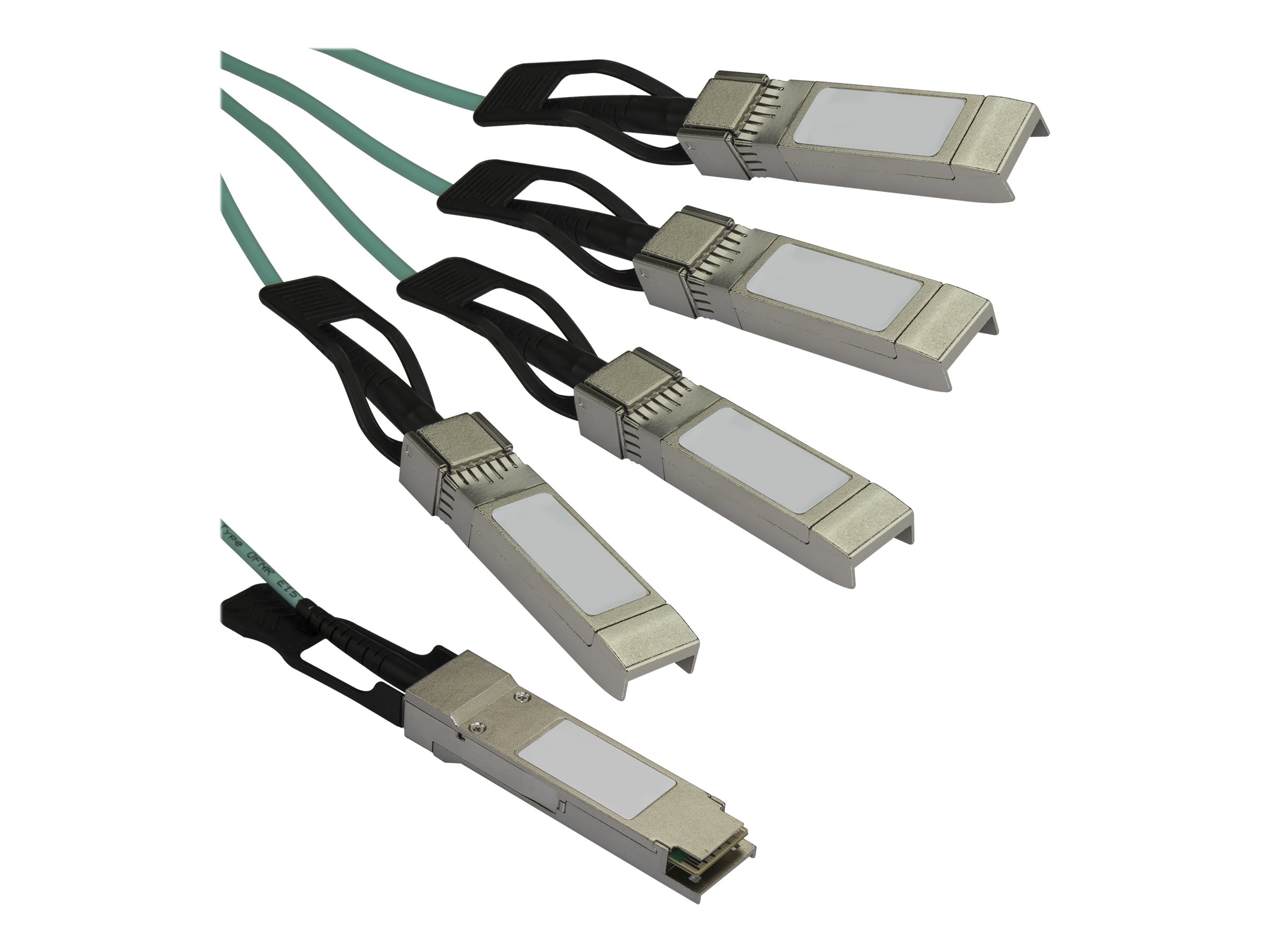Startech AOC Breakout Cable for Cisco QSFP-4X10G-AOC7M 7m/23ft 40G 1x QSFP+ to 4x SFP+ AOC Cable Product shot Left-angle 79900