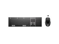 HP 725 - keyboard and mouse set - multi-device, rechargeable, powered by SuperCapacitor full size - UK - nightfall black - Sm