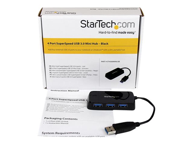 StarTech.com Hub USB 3.0  4 ports avec cble intgr