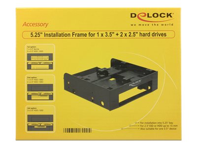 DELOCK Einbaurahmen 5.25 für 4x 2.5 HDD/SSD Kunststoff sw