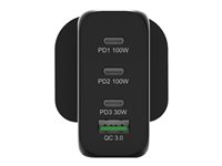 PORT Connect power adapter - GaN technology - USB Type A, 3 x USB-C - 120 watt