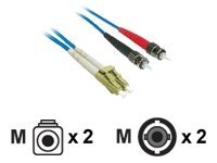 C2G LC-ST 62.5/125 OM1 Duplex Multimode Fiber Optic Cable (Plenum-Rated) - patch cable - 3 m - blue