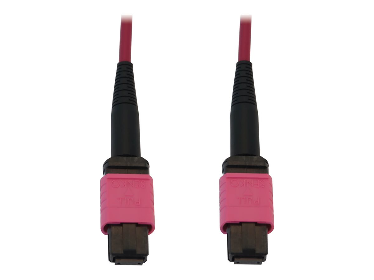 Eaton Tripp Lite Series 100G Multimode 50/125 OM4 Fiber Optic Cable (12F MTP/MPO-PC F/F), LSZH, Magenta, 15 m (49.2 ft.)