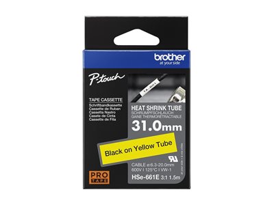 HSe-661E - Black on yellow - Roll (3.1 cm x 1.5 m)