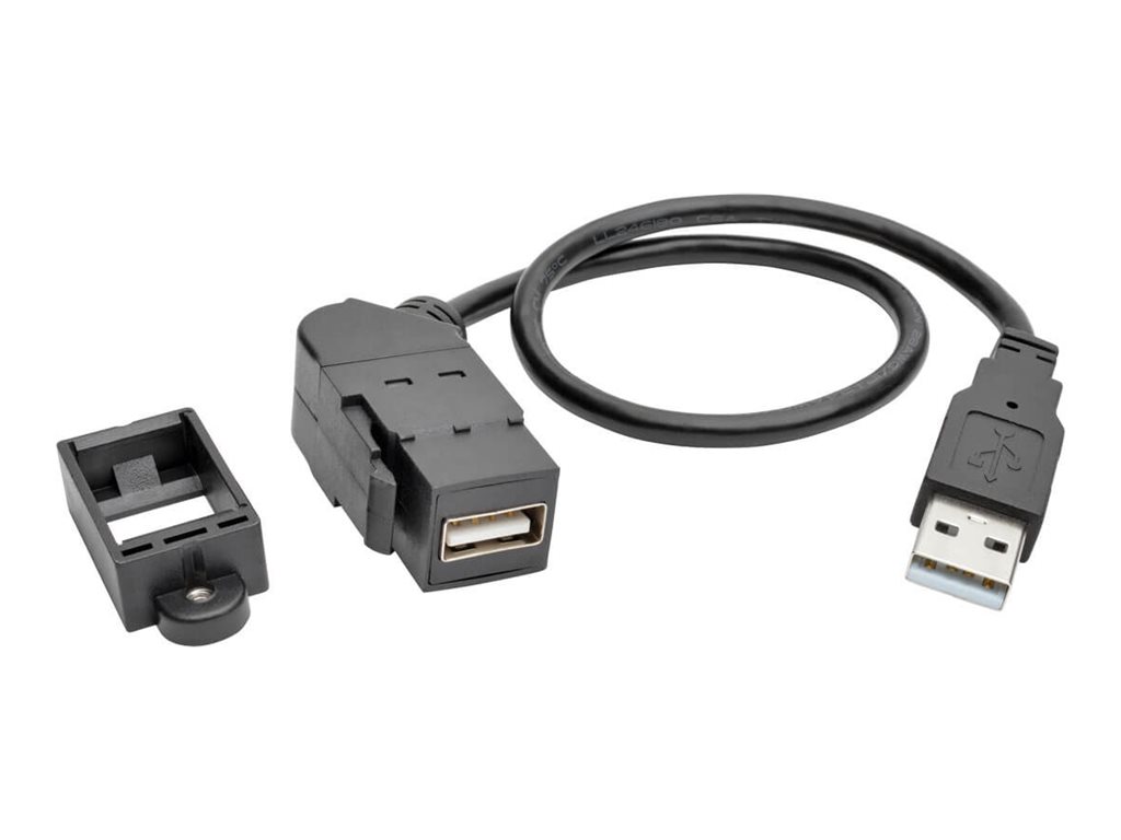 Tripp Lite USB Keystone Panel Mount Extension Coupler Cable M/F Angled 1ft