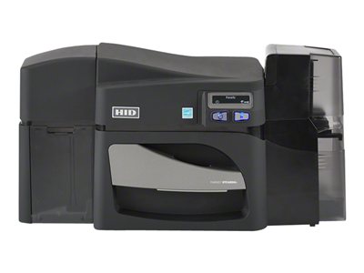 Fargo DTC 4500e - Plastic card printer - color - dye sublimation/thermal resin - CR-80 Card (85.6 x 54 mm), CR-79 Card (83.9 mm x 52.1 mm) - 300 dpi - up to 600 cards/hour (mono) / up to 150 cards/hour (color) - capacity: 200 cards - USB 2.0, LAN