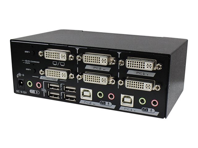 Rextron DADG-122 KVM switch dual video DVI with USB 2.0 audio hotkey control 2 Product shot Right-angle 79400