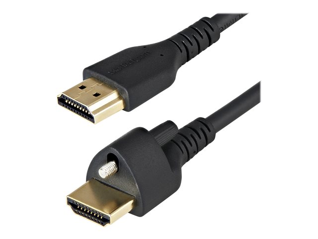 Image of StarTech.com 1m (3ft) HDMI Cable with Locking Screw, 4K 60Hz HDR 10, High Speed HDMI 2.0 Monitor Cable with Locking Screw Connector for Secure Connection, HDMI Cable with Ethernet, M/M - Adjustable M3.0 Screw (HDMM1MLS) - HDMI cable with Ethernet - 1 m