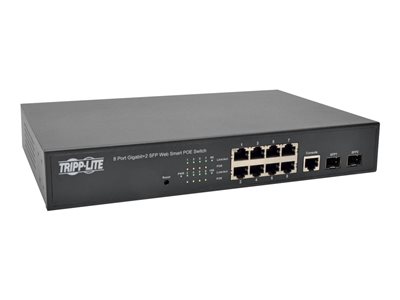 Tripp Lite 8-Port Gigabit Ethernet Switch L2 Web-Smart Managed PoE+ , 10/100/1000Mbps, 2 Dedicated Gigabit SFP Slots, 20 Gbps, Web Interface