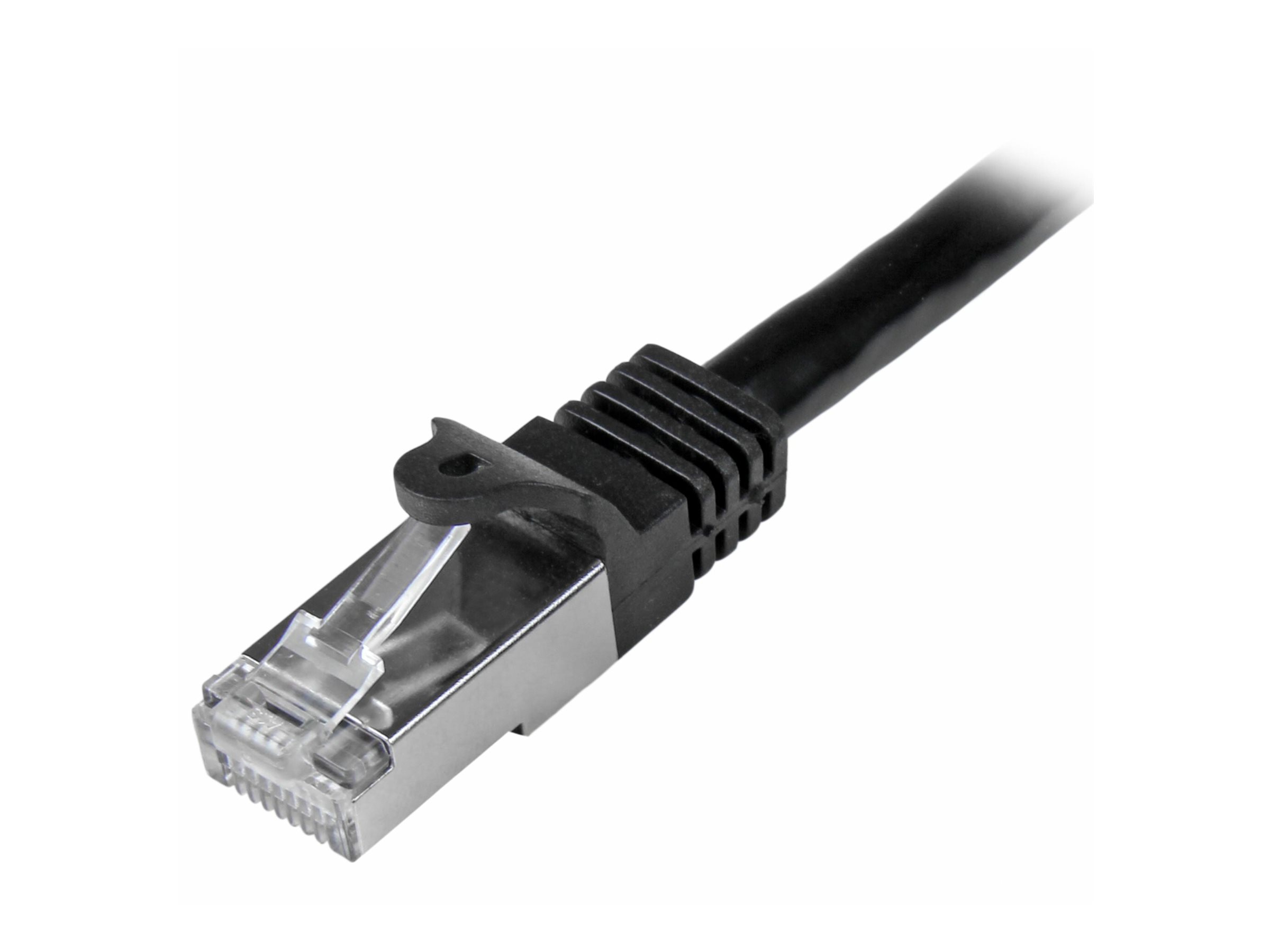 Startech 50cm CAT6 Ethernet Cable, 10 Gigabit Shielded Snagless RJ45 100W PoE Patch Cord, CAT 6 10GbE SFTP Network Cable w/Strain Relief, Black, Wiring is UL Certified/TIA - Category 6 - 26AWG (N6SPAT50CMBK) - patch cable - 50 cm - black