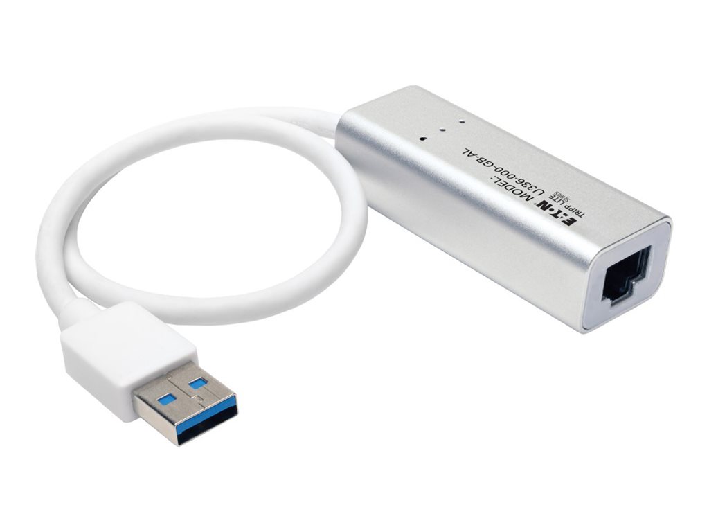 Tripp Lite USB 3.0 SuperSpeed to Gigabit Ethernet NIC Network Adapter RJ45 10/100/1000 Aluminum White
