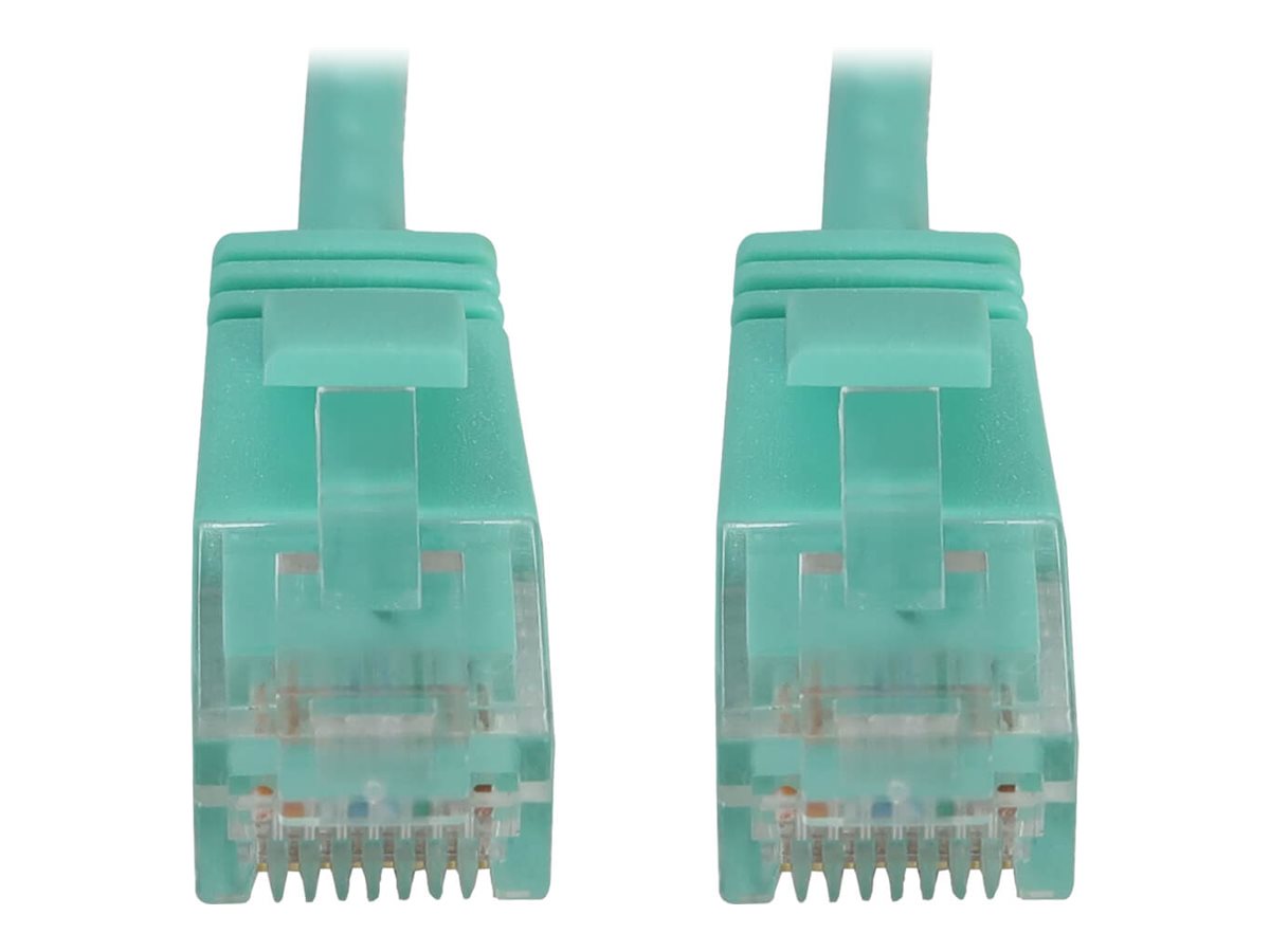 Eaton Tripp Lite Series Cat6a 10G Snagless Molded Slim UTP Ethernet Cable (RJ45 M/M), PoE, Aqua, 6 in. (15 cm)
