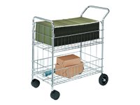 Fellowes Mail Cart Trolley 2 shelves steel wire chrome