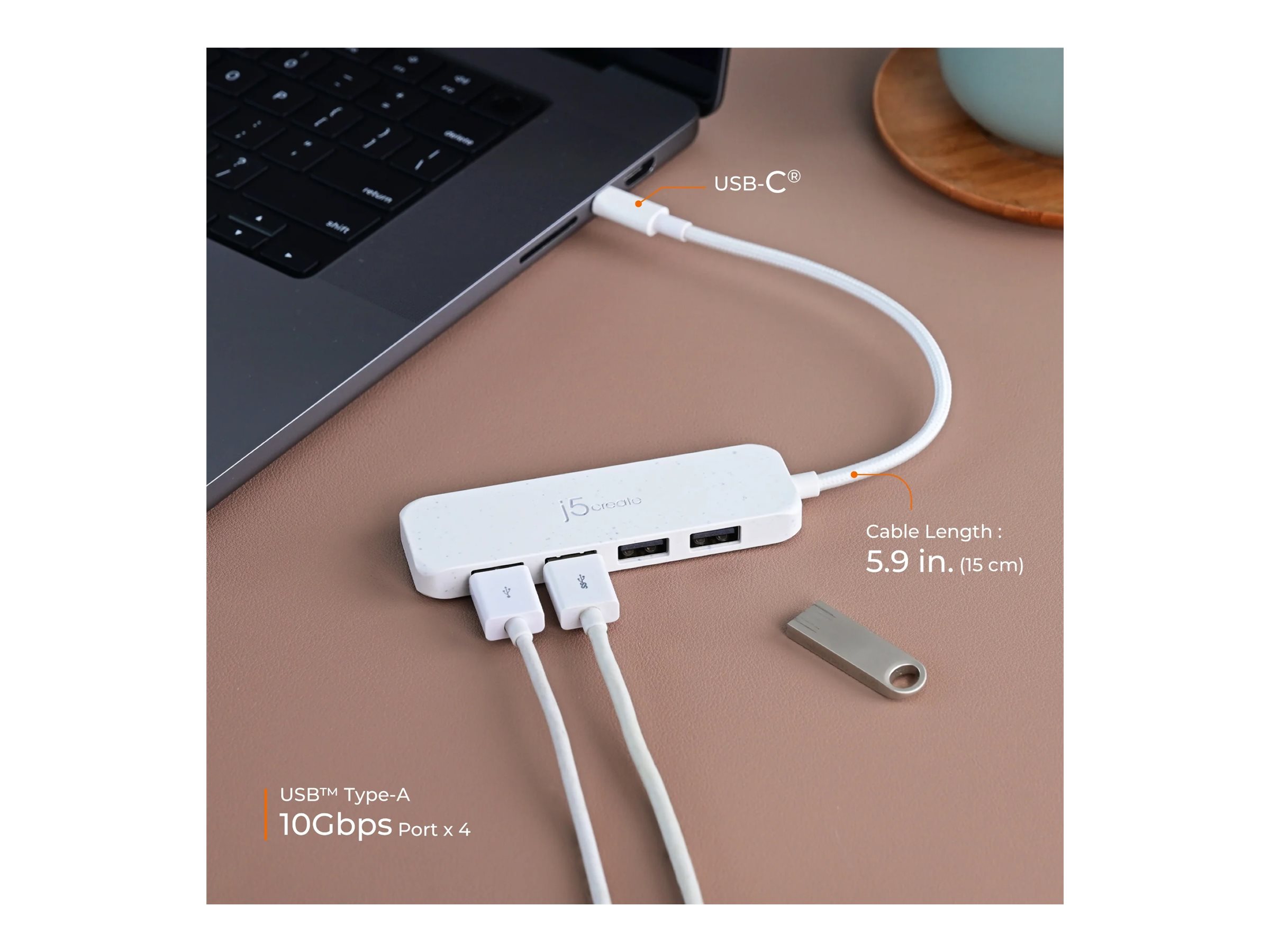 j5create JCH341EW hub eco-friendly USB-C 4 Usage / lifestyle Left-angle 72756