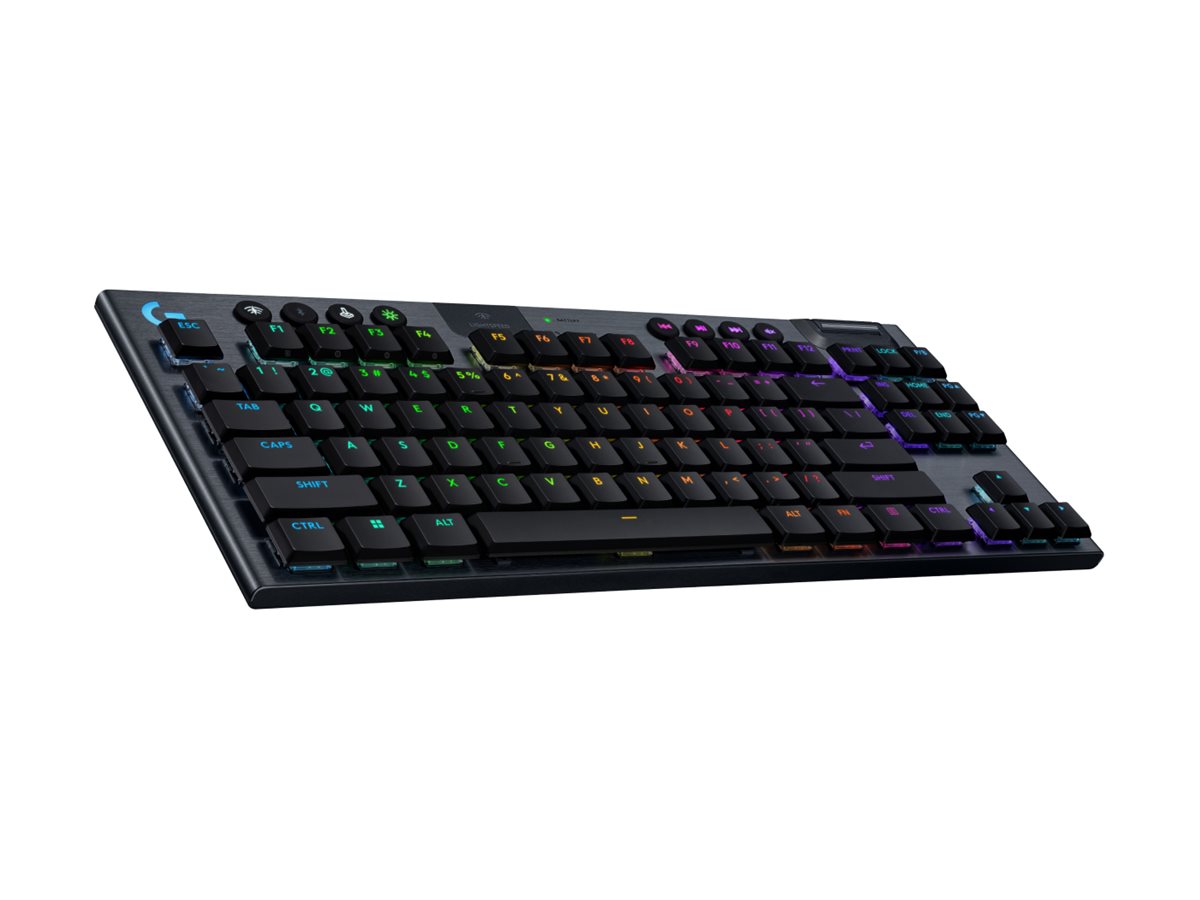 Logitech G G915 X keyboard gaming LIGHTSPEED TKL QWERTY English black Input Product shot Left-angle 79750