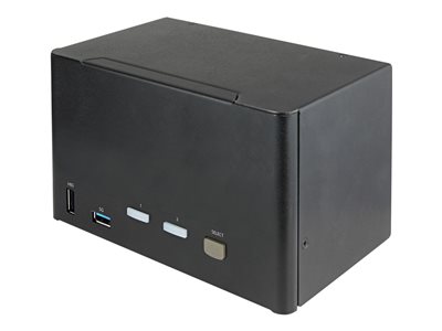 StarTech.com 2 Port Quad Monitor DisplayPort KVM Switch, 4K 60Hz UHD HDR, Desktop 4K DP 1.2 KVM with 2 Port USB 3.0 Hub (5Gbps) & 4x USB 2.0 HID Ports, Audio, Hotkey Switching, TAA