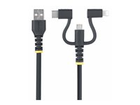 StarTech 3.3ft USB Multi Charging Cable, Lightning/Micro-USB/Type-C - USB cable kit - 1 m