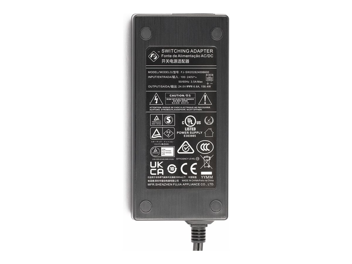 StarTech.com 160W Universal DC Power Adapter (24V/6.6A), 2-Wire Cord and 2/3-Pin Terminal Blocks, 100-240V AC/DC External Power Supply for Industrial USB Hubs, NA/UK/EU/ANZ Cords - 4ft/1.2m DC Power Cord (160W-POWER-ADAPTER) - síťový adaptér - 158.4 Watt – foto 2