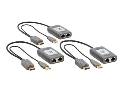 Eaton Tripp Lite Series 2-Port DisplayPort over Cat6 Extender Kit, Pigtail Transmitter/2x Receivers, 4K 60 Hz, HDR, 4:4:4, 230 ft. (70.1 m), TAA