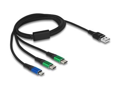 DELOCK USB Ladekabel 3 in 1 Typ-A zu Micro USB/ 2x USB 1 m