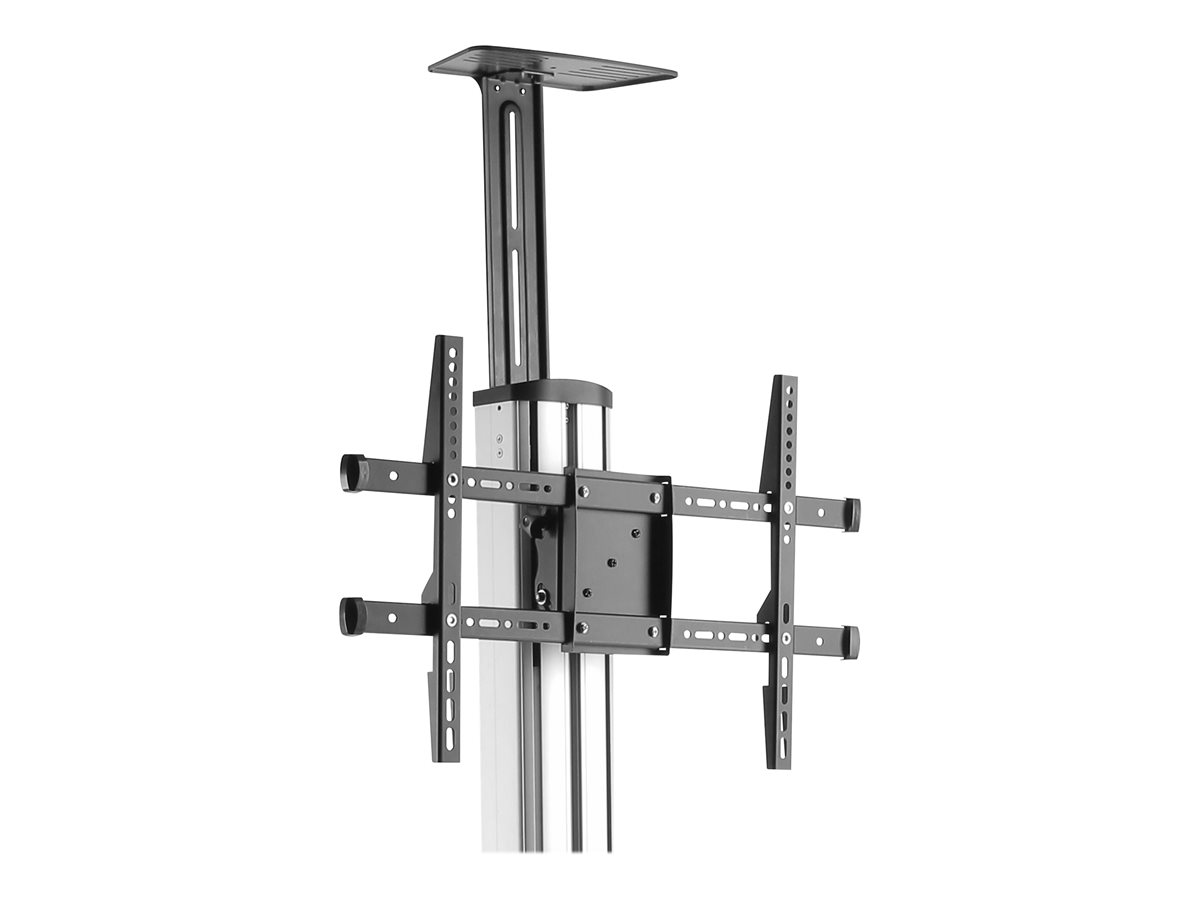 StarTech.com Heavy Duty Rolling Portable TV Cart Stand with Wheels - 32 to 75 inch - Adjustable Rotating Mobile Flat Panel Screen Mount (STNDMTV70) vozík - pro plochý panel - černá, stříbrná – foto 3