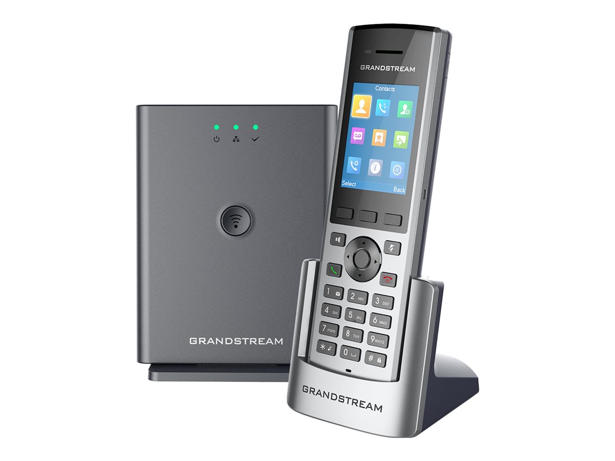 Grandstream DP730 cordless VoIP phone + additional handset 3-way call Product shot Right-angle 79850