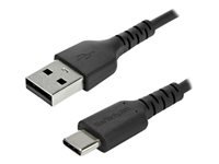 StarTech.com Câble de Chargement 2m USB A vers USB C - Cordon USB 2.0 vers USB-C à Charge/Synchronisation Rapides - Gaine TPE en Fibre Aramide M/M 3A Noir - Samsung S10/iPad Pro/Pixel (RUSB2AC2MB)