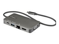 StarTech.com Adaptateur Multiports USB-C - USB-C vers HDMI 4K 30Hz/VGA 1080p - Mini Dock USB Type-C - Alimentation 100W - Hub USB 3 Ports USB 5Gbps - GbE - Câble Intégré 30cm (DKT30CHVPD2)