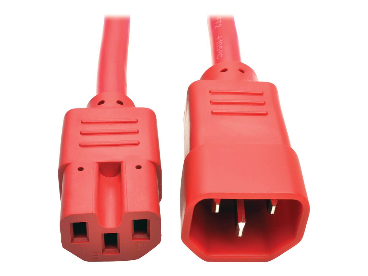 Tripp Lite 3ft Heavy Duty Power Extension Cord 15A 14 AWG C14 C15 Red 3'