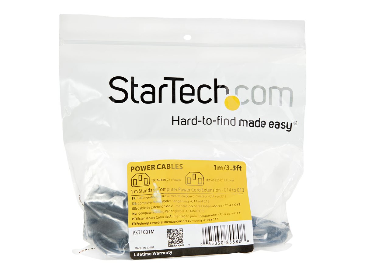 StarTech.com 1m (3ft) Power Extension Cord, C14 to C13, 10A 125V, 18AWG, Black Computer Power Cord Extension, Power Supply Extension Cable, IEC-320-C14 to IEC-320-C13 AC Power Cable - UL Listed - prodlužovací šňůra - power IEC 60320 C13 do IEC 60320 C14 - 1 m – foto 3