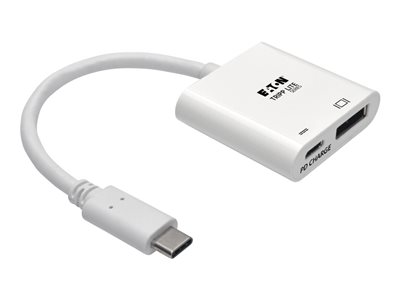 Eaton Tripp Lite Series USB C to DisplayPort Adapter Cable w Equalizer 8K UHD HDR 60W PD Charging M/F White 6in