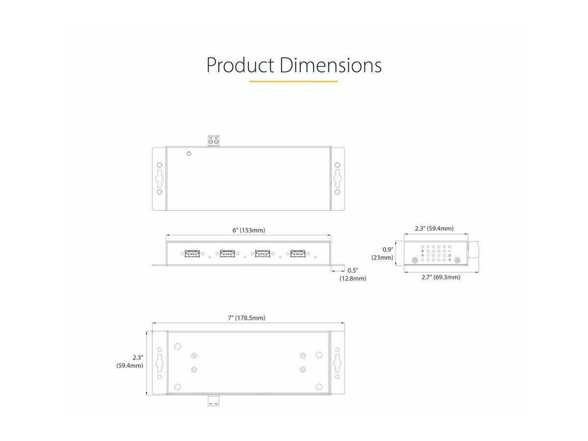 StarTech.com 4-Port Industrial USB 3.0 5Gbps Hub, Rugged USB Hub w/15kV Air/8kV Contact ESD and Surge Protection, DIN/Wall/Desk Mountable USB-A Hub, USB Expansion Hub with Locking Ports - Metal Construction (5G4AINDNP-USB-A-HUB) - rozbočovač - průmyslový - 4 porty – foto 12