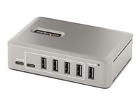StarTech.com 10-Port USB-C Hub, 8x USB-A + 2x USB-C, Self-Powered w/ 65W Power Supply, USB 3.1 10Gbps Hub w/ BC1.2 Charging, Desktop/Laptop USB Hub with 3ft Locking USB-IF Certified Cable - USB Expansion Hub (10G8A2CS-USB-C-HUB) Grå