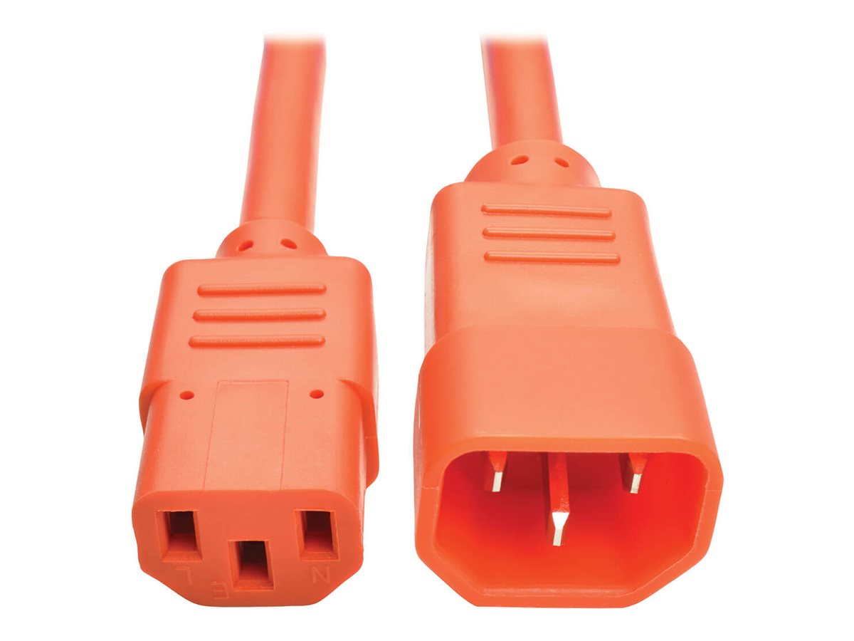 Tripp Lite 2ft Computer Power Extension Cord 10A 18 AWG C14 C13 Orange 2'