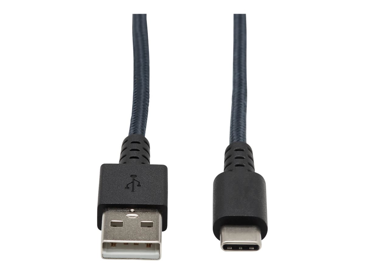 Tripp Lite Heavy Duty USB-A to USB C Charging Sync Cable Android M/M USB 2.0, UHMWPE and Aramid Fibers, Gray, 10 ft. (3 m)