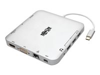 Tripp Lite USB C Laptop w/ mDP, HDMI, VGA, GbE, 4K @ 30 Hz, Thunderbolt 3 - USB-A, PD Charging, Silver, USB Type-C Dockingstation