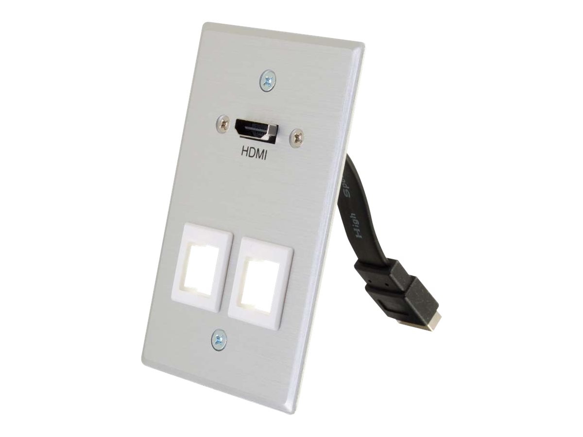 C2G HDMI Pass Through Single Gang Wall Plate with two Keystones