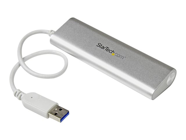 StarTech.com 4 Port Portable USB 3.0 Hub with Built-in Cable - Aluminum and Compact USB Hub (ST43004UA)