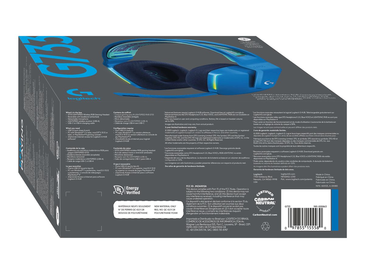 LOGI G733 LightSpeed Headset blue