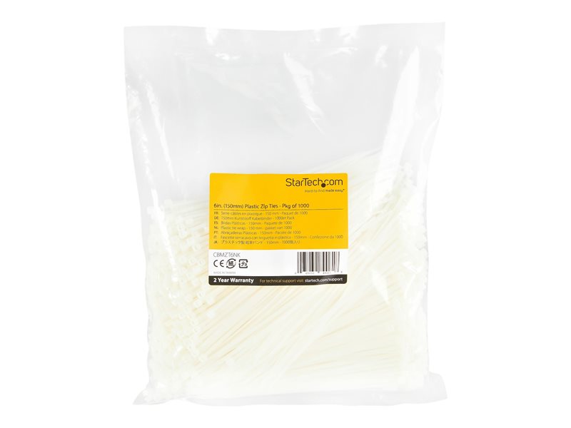StarTech.com Colliers de Serrage 15 cm Blancs 1000pcs