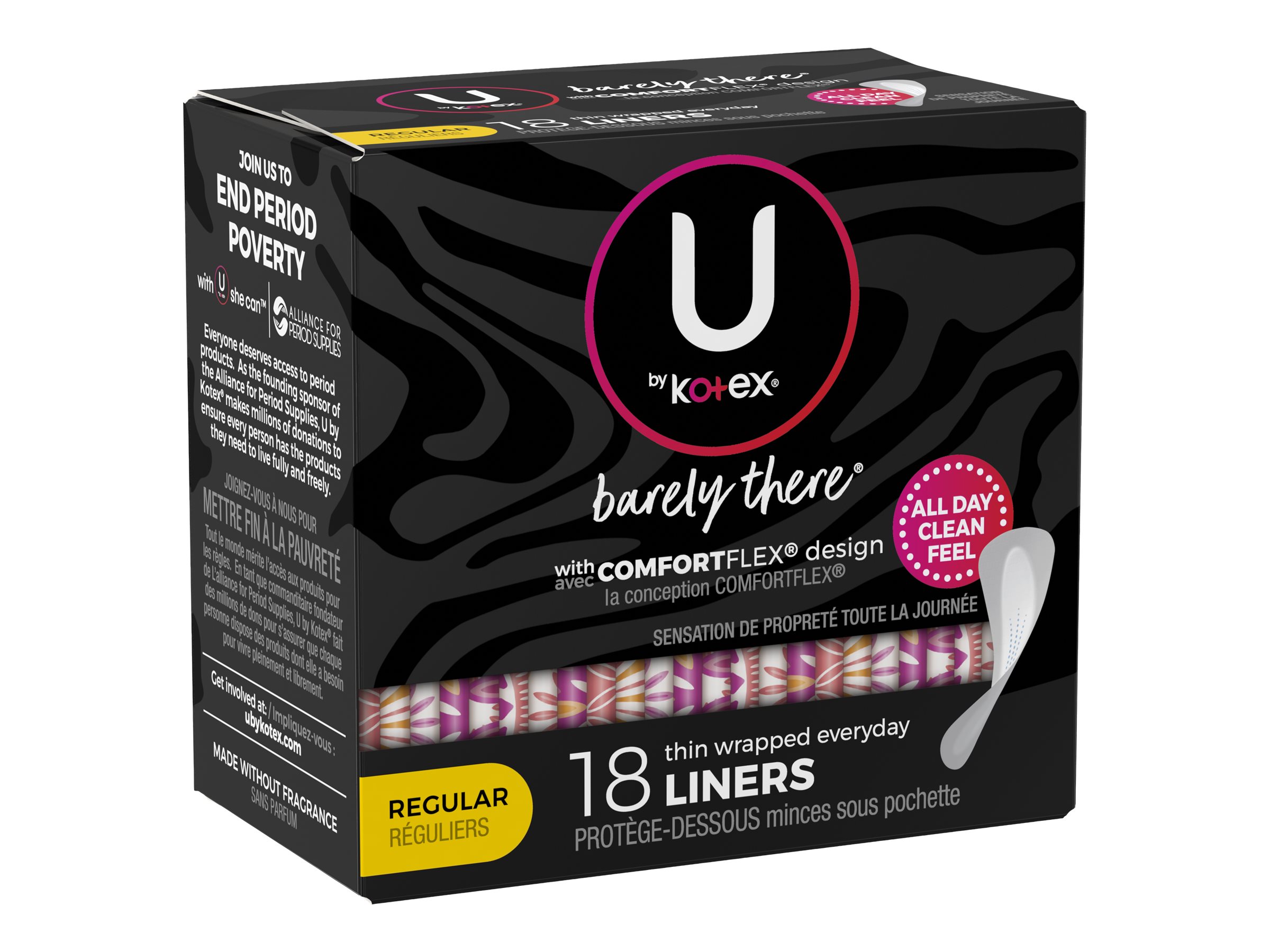 U by Kotex Barely There Liners, Thong, Light Absorbency, Unscented