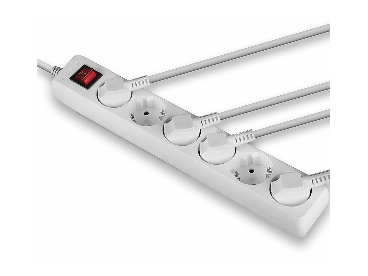 Multiprise 6 prises Schuko avec interrupteur, blanc