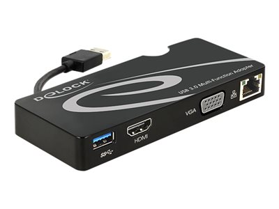 DELOCK USB3.0 Adapter A -> HDMI/D-Sub15/RJ45/USB A St/Bu - 62461