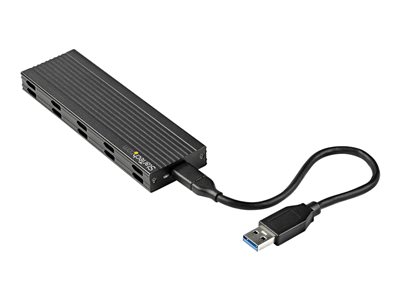 StarTech.com USB-C 10Gbps to M.2 NVMe or M.2 SATA SSD Enclosure, External M.2 PCIe/SATA NGFF SSD Enclosure, Portable Aluminum Case, USB Type-C & USB-A Host Cables, For 2230/2242/2260/2280 - Works w/ Thunderbolt 3 (SM2E1BMU31C)