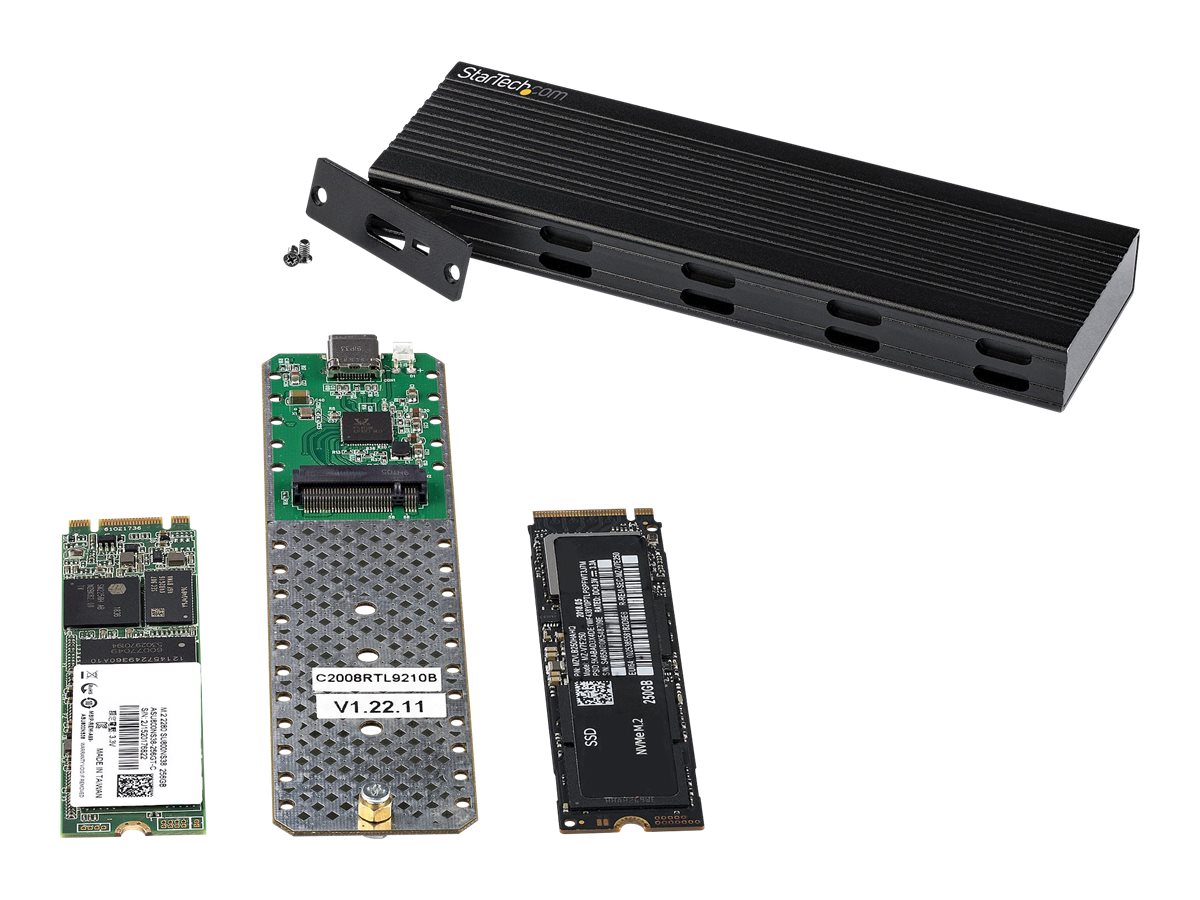 StarTech.com USB-C 10Gbps to M.2 NVMe or M.2 SATA SSD Enclosure, External M.2 PCIe/SATA NGFF SSD Enclosure,...