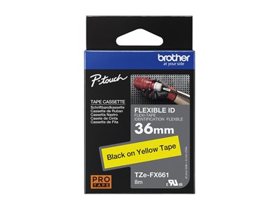 Ruban TZ laminé flexible 36mm Noir/Jaune