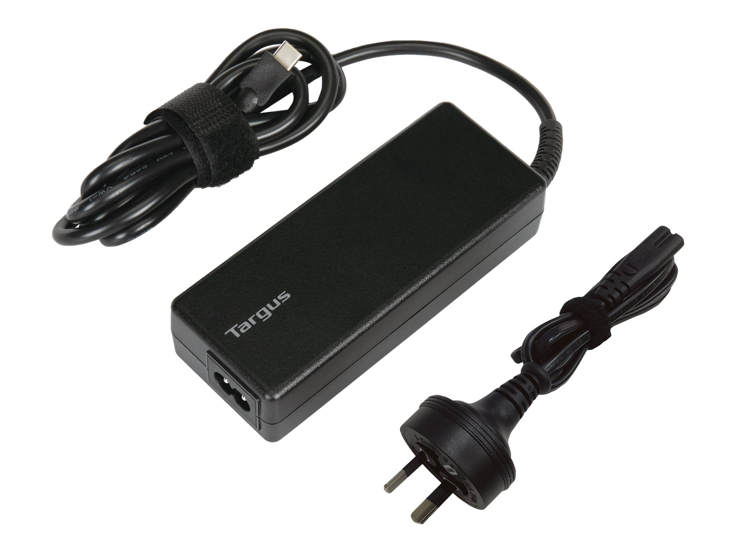 Targus USB-C power adapter 65 Watt TAA Product shot Left-angle 79900